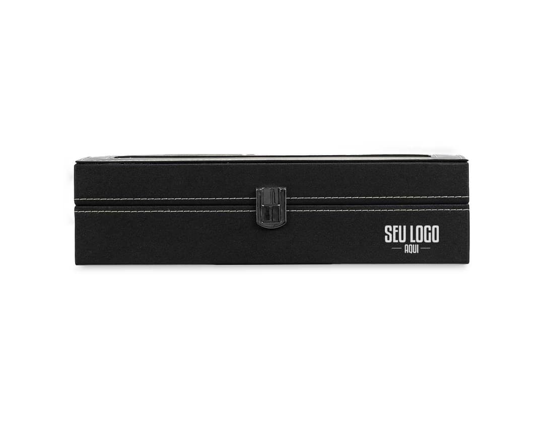 Porta-Relógios com design moderno e elegante, feito de madeira de alta qualidade e com capacidade para armazenar até 6 relógios.