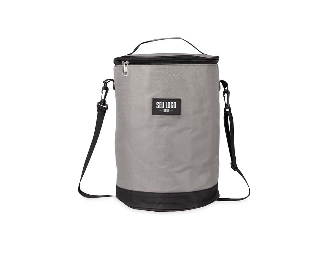 Bolsa Térmica 18 Litros com alça de transporte e zíper na cor azul, ideal para manter alimentos e bebidas refrigerados por mais tempo.