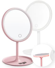 Espelho de mesa plástico com iluminação LED.