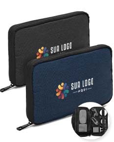 DALLAS BAG Bolsa organizadora em poliéster reciclado 600D de alta densidade com compartimento principal espaçoso para acessórios tecnológicos