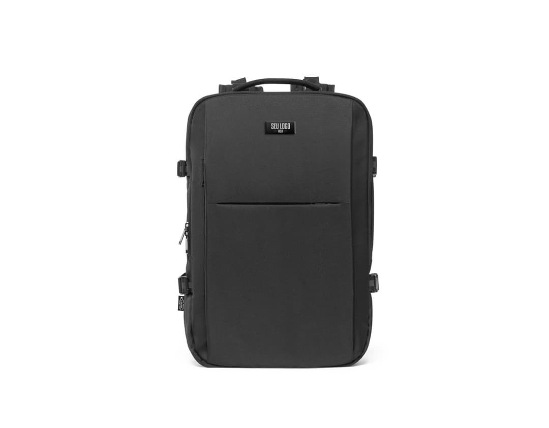 DALLAS PLATE Mochila de viagem em poliéster reciclado 600D de alta densidade com placa para gravação e bolso para notebook 173 29 L