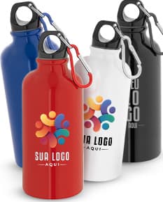 KARSTEN M Squeeze esportiva em aço inox de parede simples e acabamento brilhante com mosquetão 560 mL