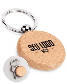 STEWIE ROUND Chaveiro redondo em madeira de faia