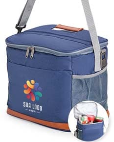 Bolsa térmica de 11 litros em cor vermelha, com alça ajustável e fecho de velcro. Ideal para transporte de alimentos e bebidas.