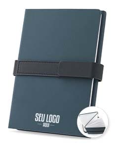 HILST Caderno A5 com capa dura em PU 50 reciclado estruturado em duas partes a primeira tem 128 páginas pautadas e a segunda 128 páginas lisas