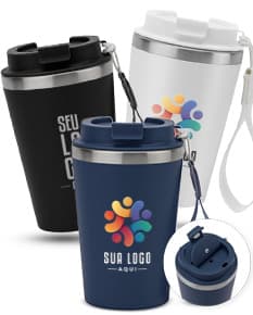 SPITZ Copo de viagem em aço inoxidável 90 reciclado com parede dupla e acabamento em mate 460 mL