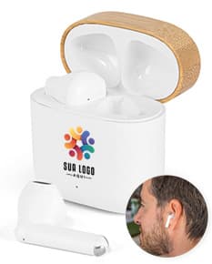 COBAIN Fones de ouvido wireless em ABS 100 reciclado e bambu com autonomia de 5h