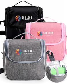 Bolsa térmica de 5 litros com alça ajustável e zíper na cor azul.