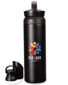 Garrafa térmica de 500ml em aço inoxidável com tampa rosqueável e design moderno.
