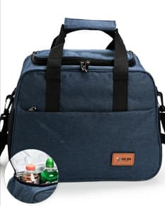 Bolsa térmica de 20 litros, na cor preta, com alças para transporte e zíper na parte superior.