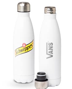 Garrafa térmica de 500ml em inox, com tampa de rosca e design moderno.