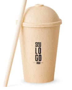 COPO FIBRA DE MADEIRA C TAMPA E CANUDO