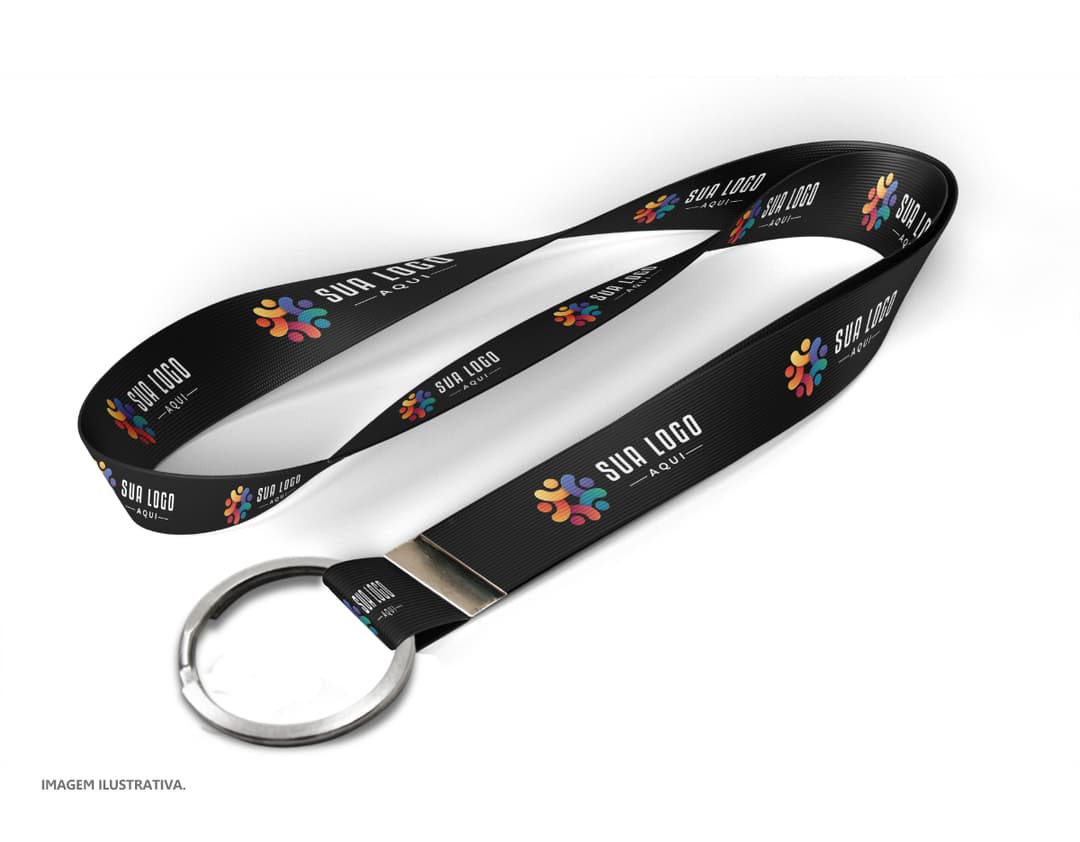 Cordão com argola simples - 85cm x 2,5cm: moderno e elegante para seu dia a dia no escritório. Feito em material de alta qualidade e design sofisticado, ideal para manter seu crachá sempre visível e seguro. Adquira o seu agora! #brindes #cordao #argolasimples #escritorio #modernidade