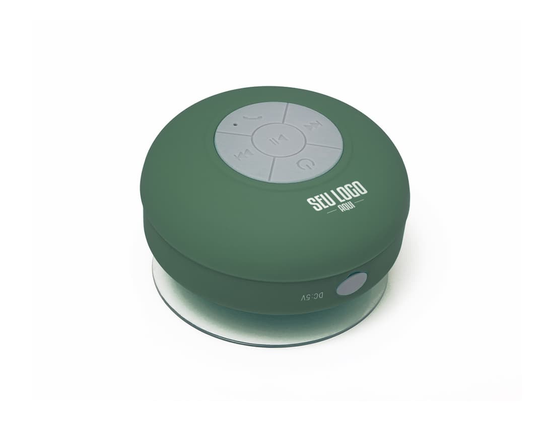 Caixa de som impermeável de design circular e moderno. Completamente isolada, feita de plástico resistente e com qualidade sonora impecável. Perfeita para levar para a praia, piscina ou até mesmo no chuveiro. Acompanha cabo USB para recarga. Aproveite a música em qualquer lugar com esta caixa de som prática e portátil. Garanta já a sua!