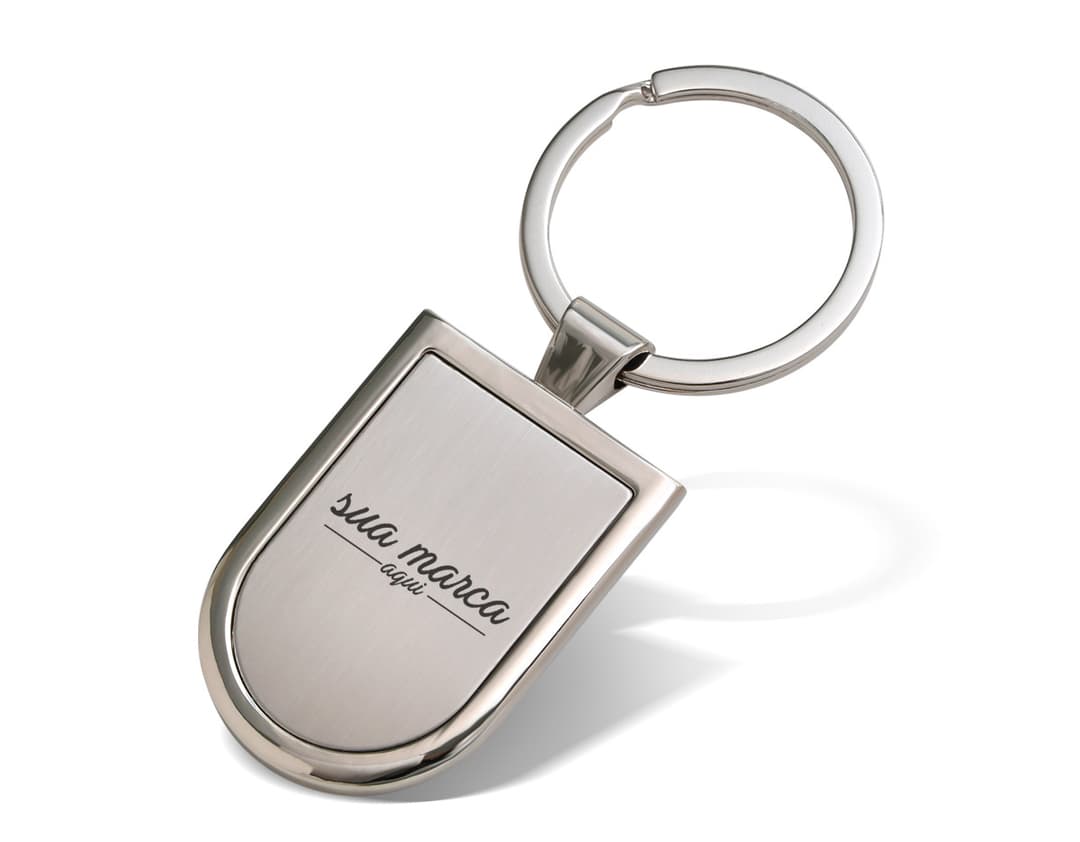 Chaveiro de metal - 01: Um chaveiro sofisticado e elegante, perfeito para personalizar e presentear. Ideal para brindes corporativos ou lembrancinhas especiais. Adicione charme e praticidade ao seu dia a dia com esse item único. Incremente sua coleção de chaveiros com esse modelo exclusivo.