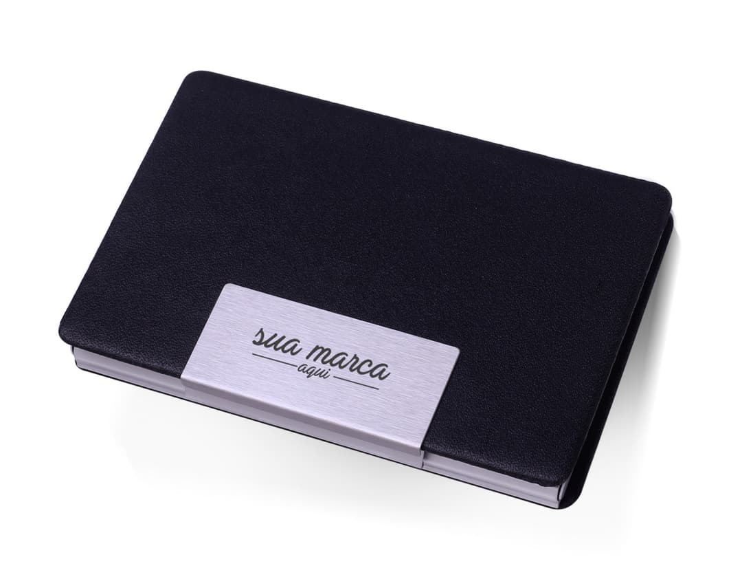 Porta Cartões de Metal - 10: Guarde seus cartões com elegância e segurança. Feito em metal resistente, ideal para proteger seus documentos de identidade e cartões de visita. Perfeito para manter sua vida profissional organizada. Adquira já o seu!