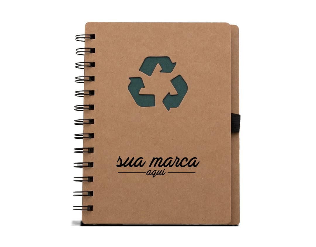 Bloco de notas ecológico feito de papel reciclado, perfeito para anotar suas ideias e compromissos. Ideal para o meio ambiente e o seu dia a dia!