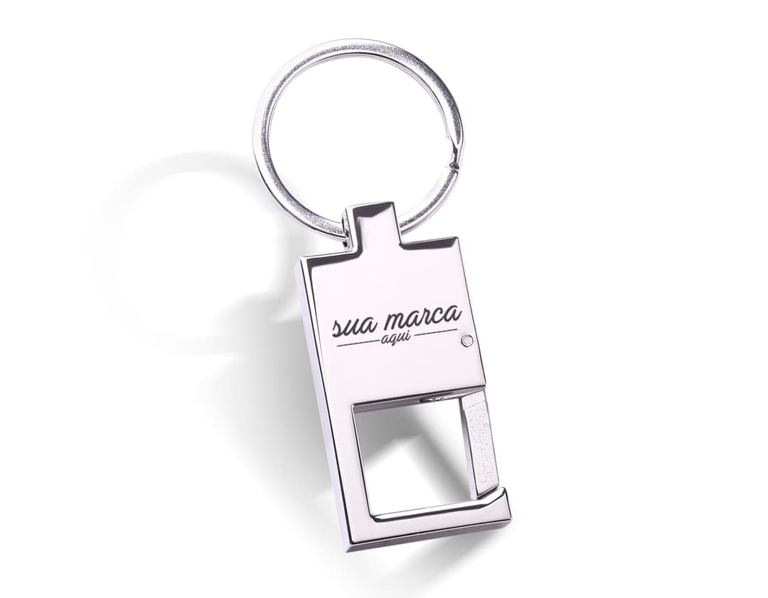Chaveiro de metal robusto para garantir a segurança dos seus pertences. Símbolo de proteção e confiança, ideal para manter suas chaves sempre seguras. Perfeito para empresas e negócios. Adquira já o seu!