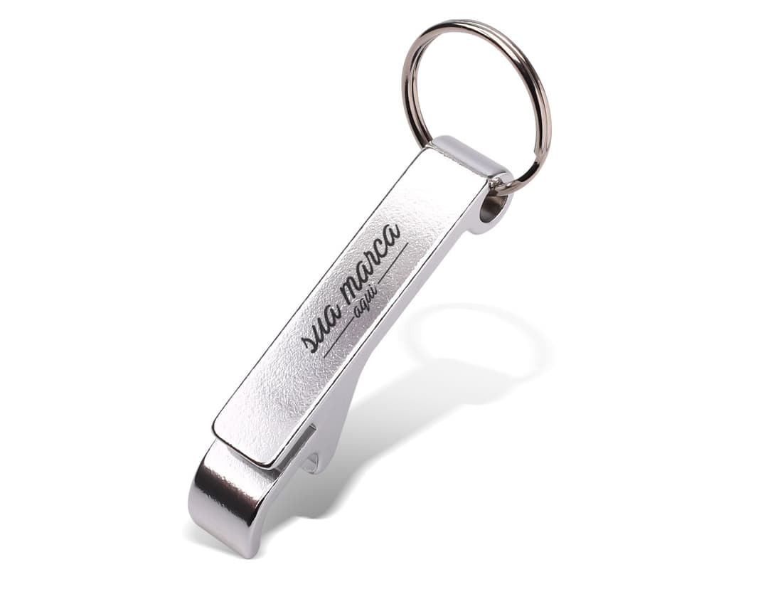 Chaveiro de Metal Abridor - Acessório versátil e prático para seu dia a dia. Feito em metal resistente, este chaveiro combina estilo e funcionalidade. Ideal para abrir latas e garrafas com facilidade. Adquira já o seu!