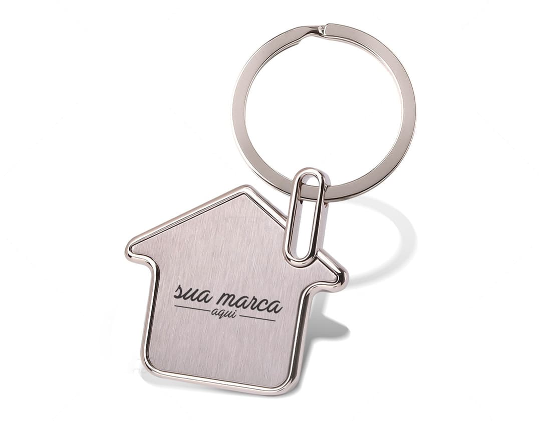 Chaveiro de metal para casa - Proteja o seu lar com estilo e segurança! Feito em aço resistente, este chaveiro garante a proteção do seu lar. Ideal para manter suas chaves sempre seguras e organizadas. Adquira já o seu!