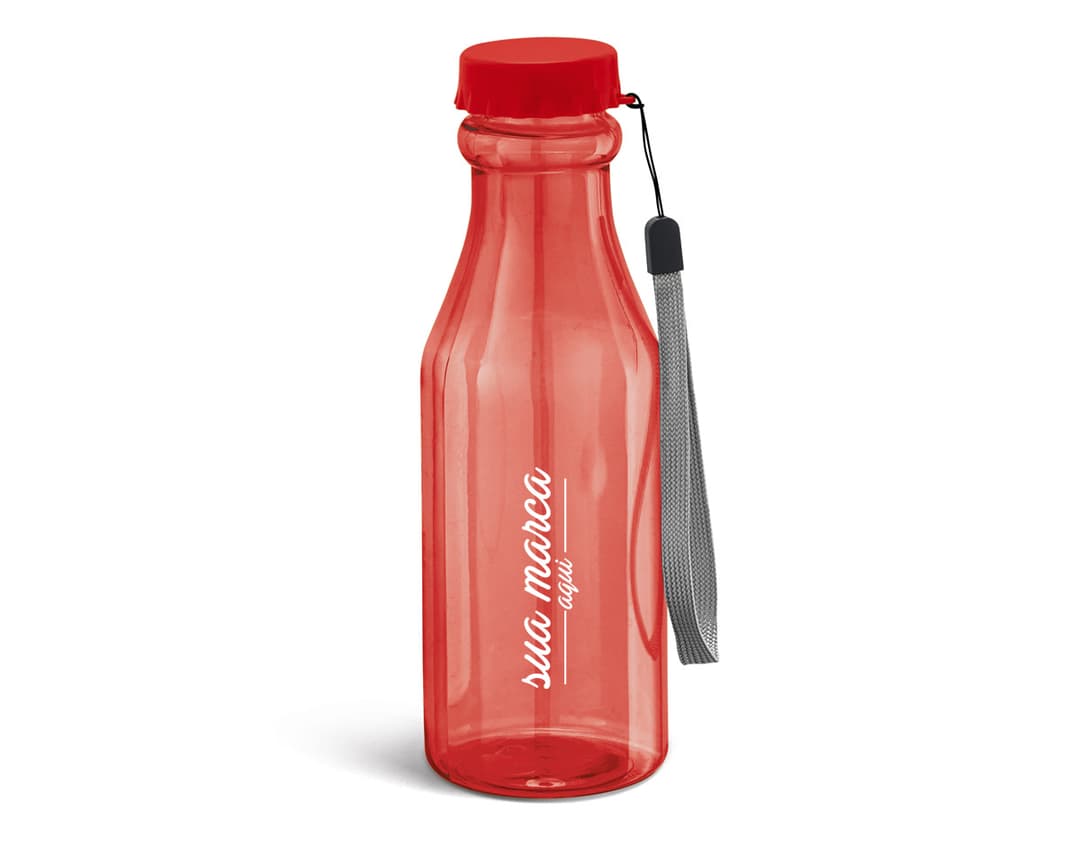 Squeeze plástico transparente de 510ml para água potável, com tampa de rosca. Ideal para hidratção durante atividades físicas e uso diário.