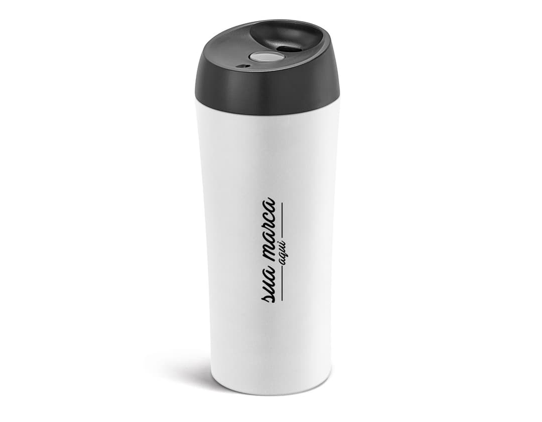 Copo para viagem em aço inox 470ml, ideal para manter suas bebidas sempre na temperatura desejada. Design elegante e durável, perfeito para te acompanhar em todos os lugares. Mantenha-se hidratado com estilo! Compre já o seu.