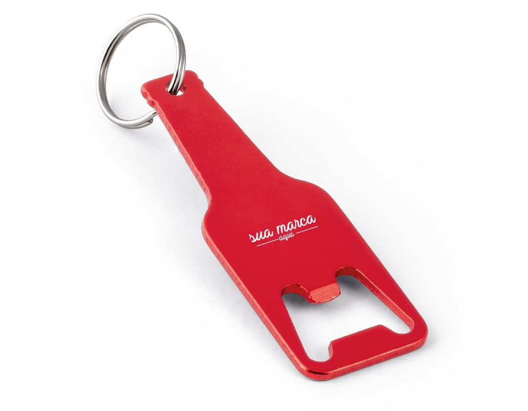 Chaveiro com abridor de metal cromado, símbolo de segurança e praticidade. Perfeito para manter suas chaves organizadas e sempre à mão. Ideal para uso pessoal ou como brinde promocional para empresas. Garanta já o seu!