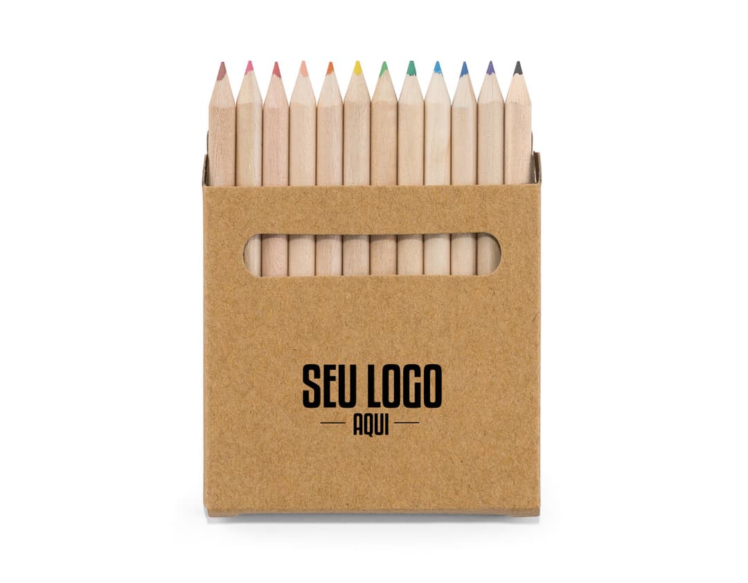 Caixa eco com 12 mini lápis de cor.