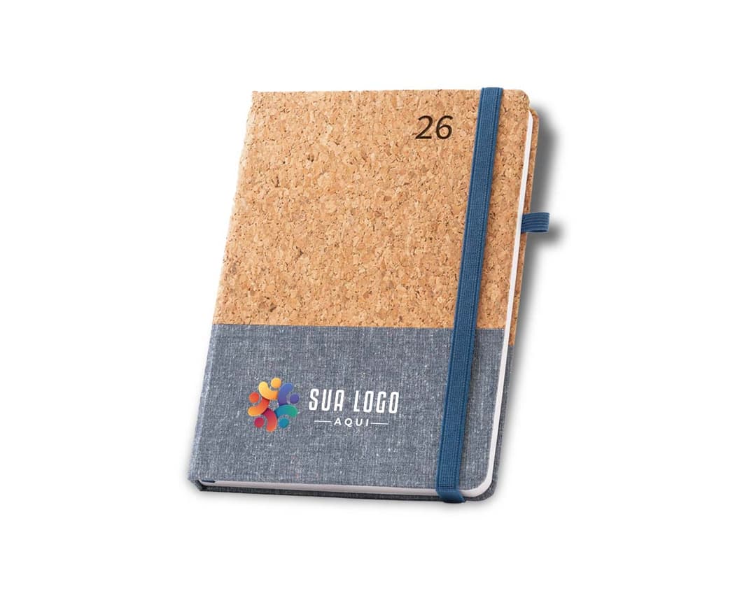 Agenda em cortiça e linho para o ano de 2026.