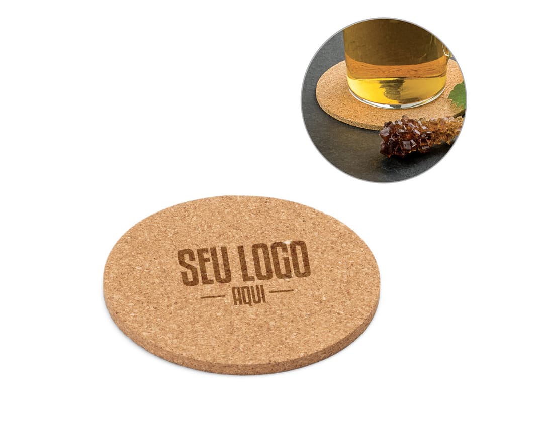 Porta Copos de Cortiça Redondo - Proteja seus móveis de manchas com esse prático e elegante porta copos de cortiça. Ideal para manter sua mesa sempre limpa e organizada. Adquira já o seu!