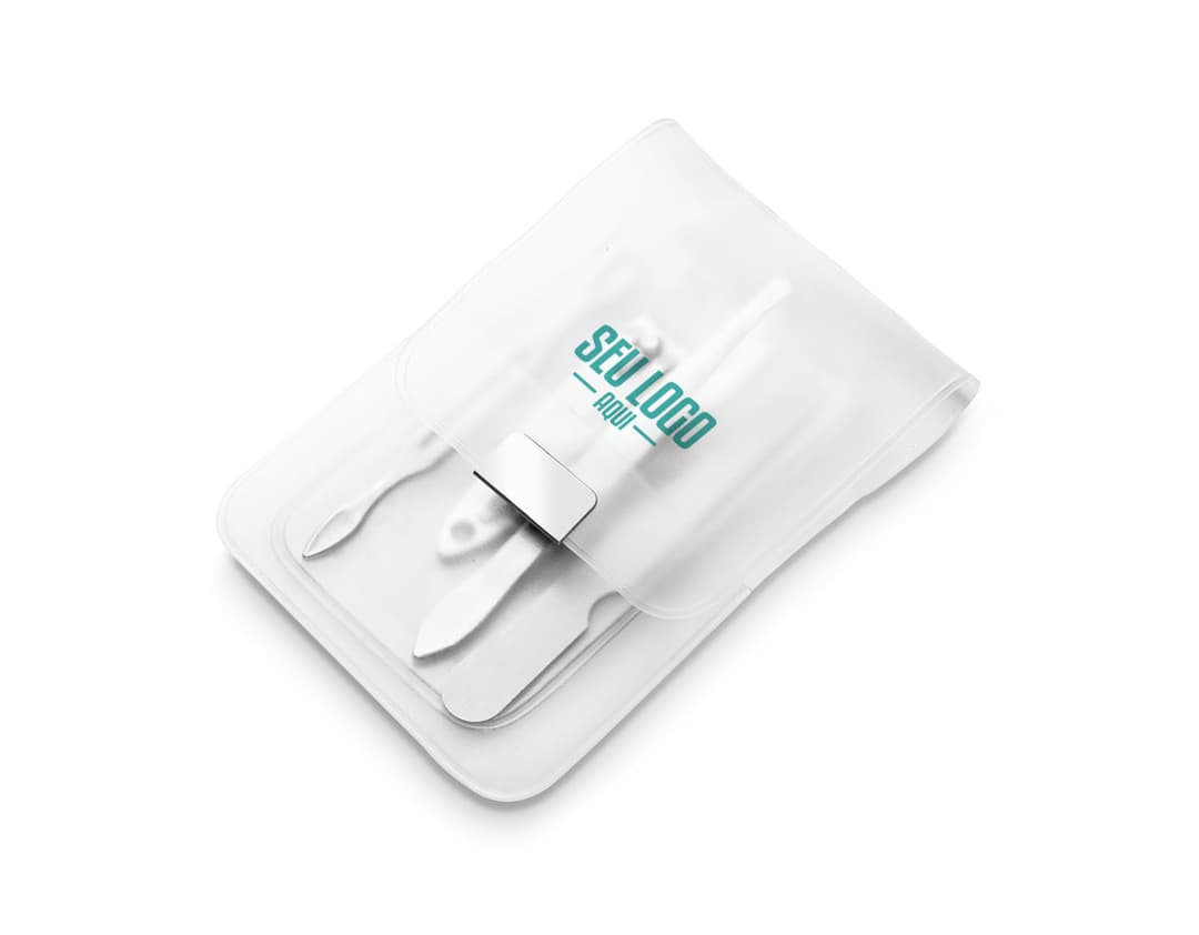 Kit de manicure completo para unhas impecáveis. Contém alicate, tesoura, lixa e empurrador de cutículas. Ideal para cuidar das unhas em casa ou no escritório. Garanta já o seu!