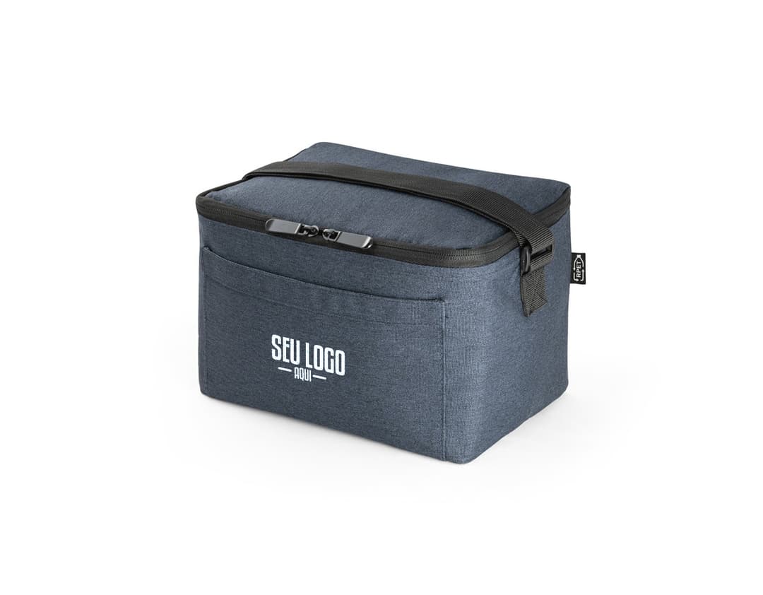 Bolsa térmica 7L preta de couro para guardar dinheiro e objetos de valor com segurança.