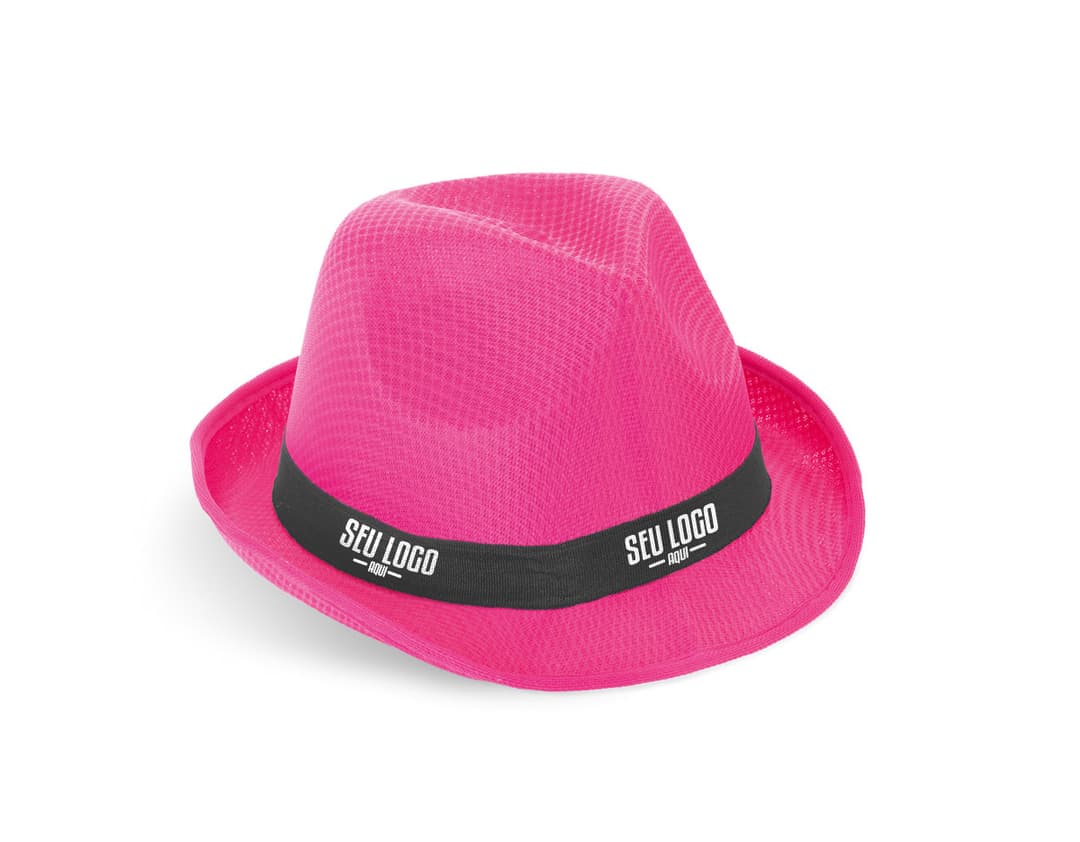 Chapéu cor-de-rosa com design de corações e laço, perfeito para celebrações especiais como Dia dos Namorados, festas de aniversário e casamentos. O chapéu é colorido e decorado com símbolos de amor, dando um toque festivo e romântico ao visual.