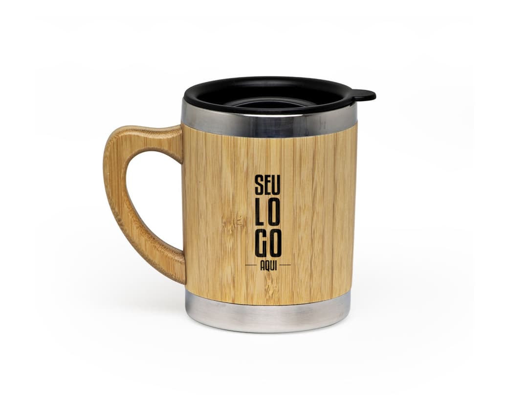 Caneca de bambu 300ml, ideal para servir café, chá ou outras bebidas quentes. Feita em bambu, apresenta um design sustentável e ecológico. Perfeita para acompanhar o seu café da manhã ou lanche da tarde.
