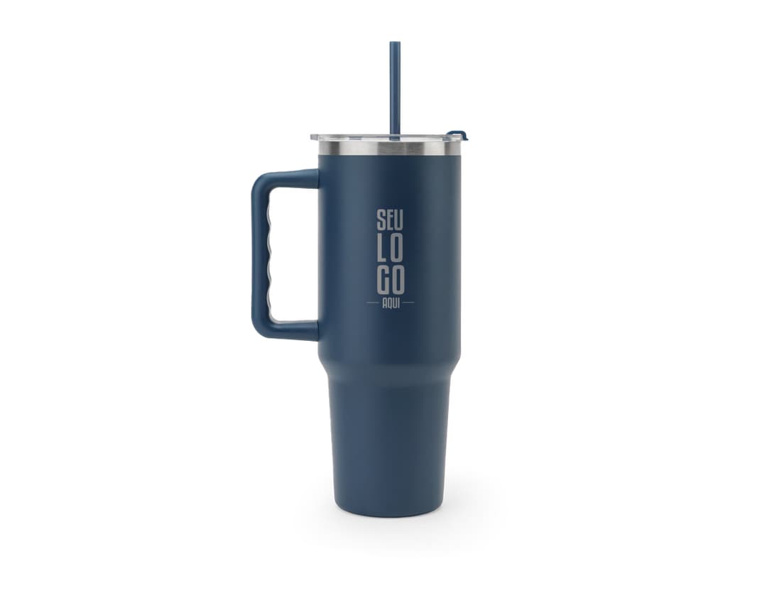 JOYNER XL Copo de viagem de grande dimensão em aço inoxidável 91 reciclado com parede dupla isolada a vácuo e acabamento em mate 1300 mL