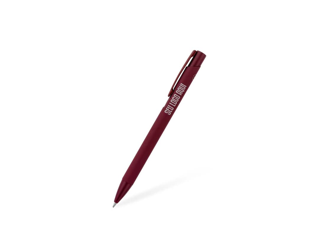 CLINT Esferográfica em alumínio 100 reciclado com acabamento em borracha e escrita em azul